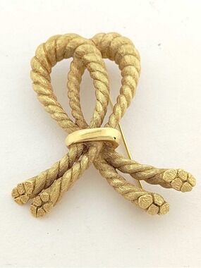 Dior Gold Rope Bow Brooch 23.8g